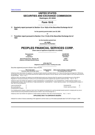 Thumbnail Peoples Financial Services 10-Q Quarterly Report FY2026 