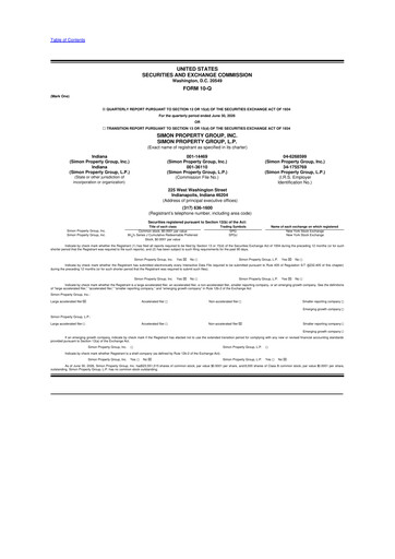 Thumbnail Simon Property Group 10-Q Quarterly Report FY 