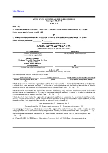 Vorschaubild Consolidated Water 10-Q Quartalsbericht 2026 