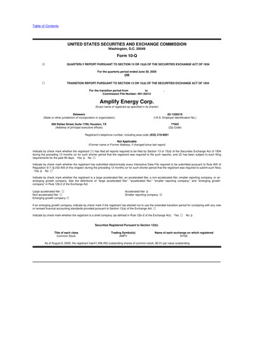 Miniature Amplify Energy
 10-Q Rapport trimestriel 2026 