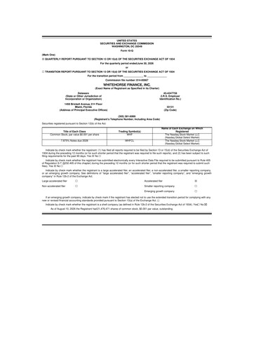 Thumbnail WhiteHorse Finance 10-Q Quarterly Report FY2026 