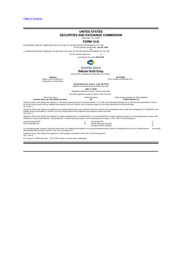 Miniature Dakota Gold 10-Q Rapport trimestriel 2026 