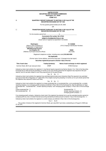 Thumbnail Armata Pharmaceuticals 10-Q Quarterly Report FY2026 