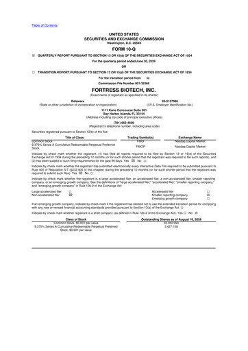 Thumbnail Fortress Biotech
 10-Q Quarterly Report FY2026 