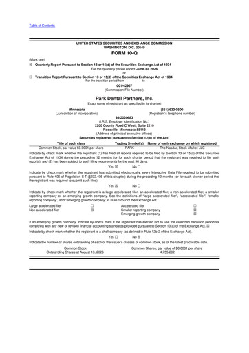 Thumbnail Park Dental Partners 10-Q Quarterly Report FY2026 