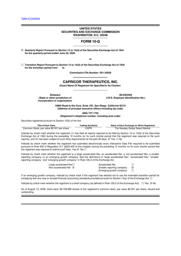 Thumbnail Capricor Therapeutics
 10-Q Quarterly Report FY2026 