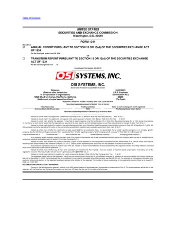Thumbnail OSI Systems
 10-K Annual Report 2026