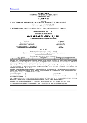 Miniature G-III Apparel Group 10-Q Rapport trimestriel 2026 