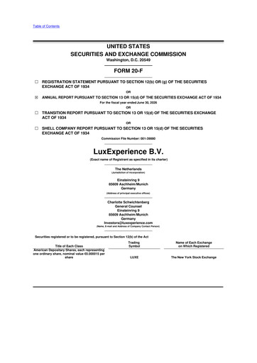 Vorschaubild LuxExperience 20-F Jahresbericht 2026