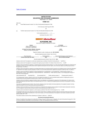 Miniature AutoZone 10-K Rapport annuel 2026