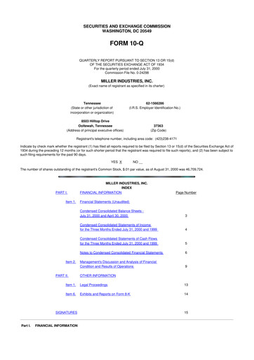Thumbnail Miller Industries 10-Q Quarterly Report FY 