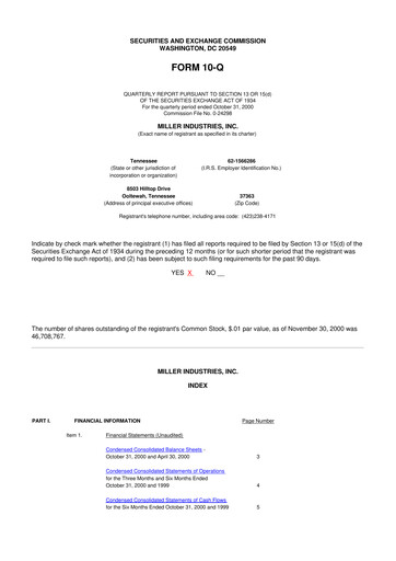 Thumbnail Miller Industries 10-Q Quarterly Report FY 