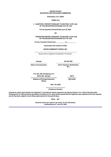 Thumbnail United Community Bank 10-Q Quarterly Report FY 