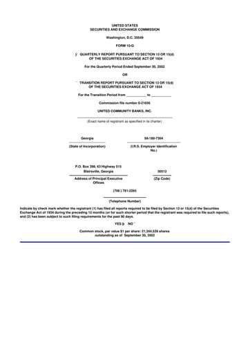 Thumbnail United Community Bank 10-Q Quarterly Report FY 