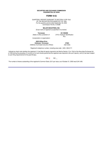 Thumbnail Miller Industries 10-Q Quarterly Report FY 