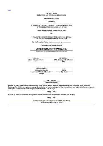 Thumbnail United Community Bank 10-Q Quarterly Report FY 