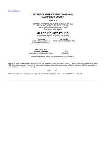 Thumbnail Miller Industries 10-Q Quarterly Report FY 