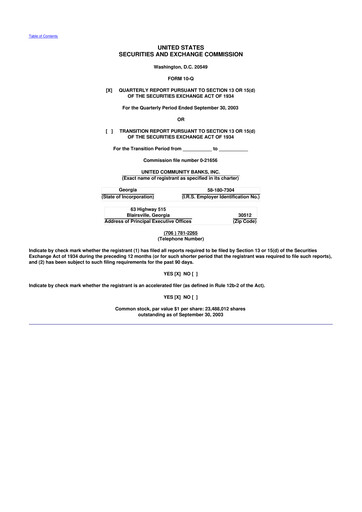 Thumbnail United Community Bank 10-Q Quarterly Report FY 
