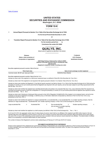 Thumbnail Qualys 10-K Annual Report 2014