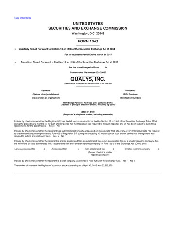 Thumbnail Qualys 10-Q Quarterly Report FY2015 