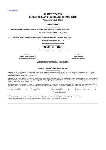 Thumbnail Qualys 10-Q Quarterly Report FY2015 