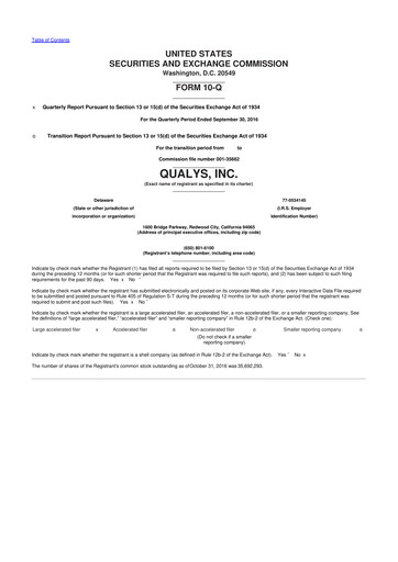 Thumbnail Qualys 10-Q Quarterly Report FY2016 