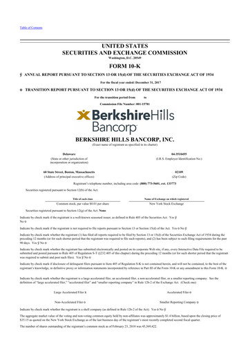 Thumbnail Berkshire Hills Bancorp 10-K Annual Report 2017