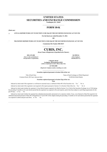 Thumbnail Curis 10-K Annual Report 2016