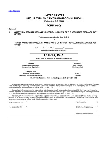 Thumbnail Curis 10-Q Quarterly Report FY2018 