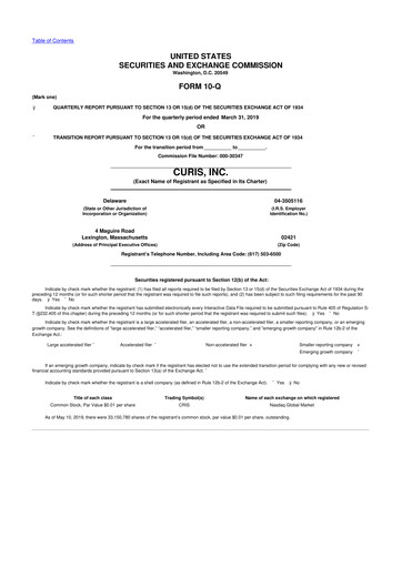 Thumbnail Curis 10-Q Quarterly Report FY2019 