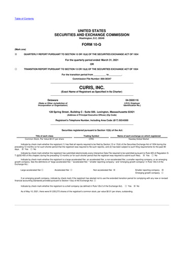 Thumbnail Curis 10-Q Quarterly Report FY2021 