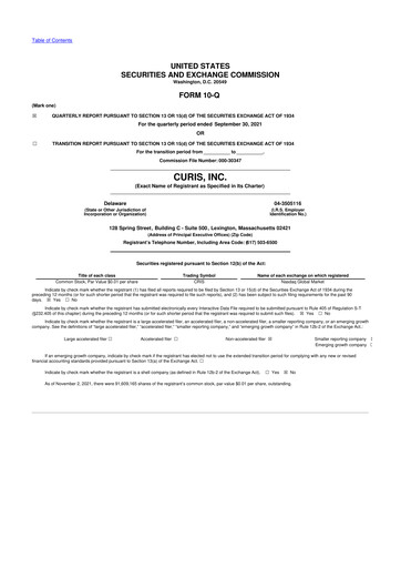 Thumbnail Curis 10-Q Quarterly Report FY2021 