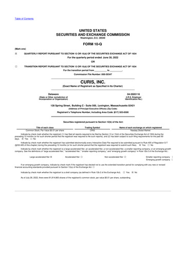 Thumbnail Curis 10-Q Quarterly Report FY2022 
