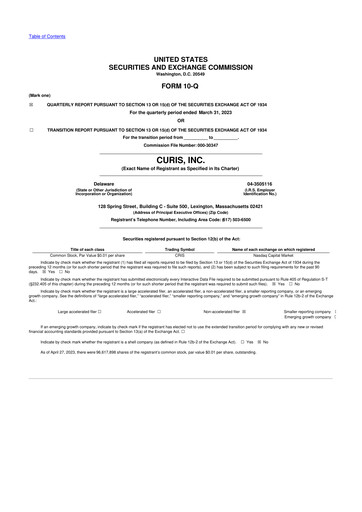 Thumbnail Curis 10-Q Quarterly Report FY2023 