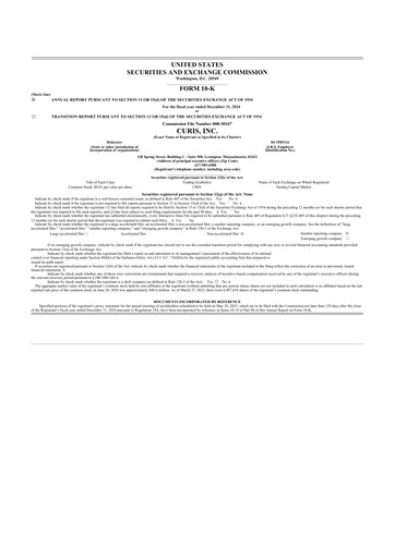 Thumbnail Curis 10-K Annual Report 2024