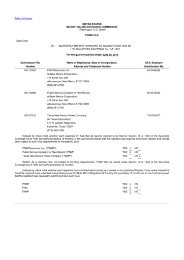 Thumbnail TXNM Energy 10-Q Quarterly Report FY2014 