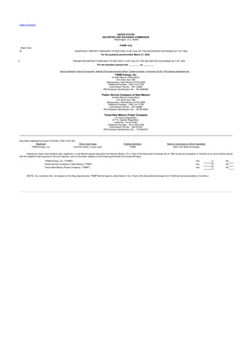 Thumbnail TXNM Energy 10-Q Quarterly Report FY2025 