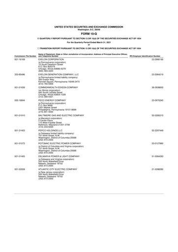 Thumbnail Exelon Corporation 10-Q Quarterly Report FY2021 