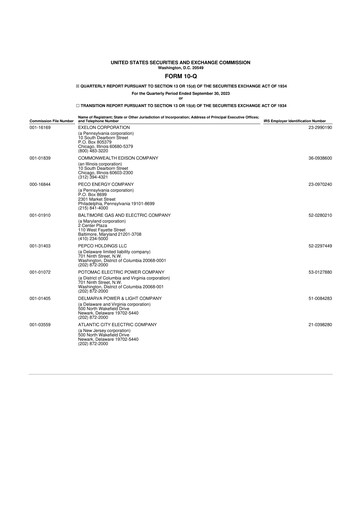 Thumbnail Exelon Corporation 10-Q Quarterly Report FY2023 
