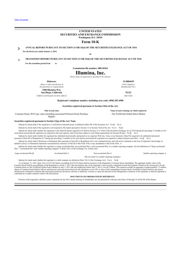 Thumbnail Illumina 10-K Annual Report 2011