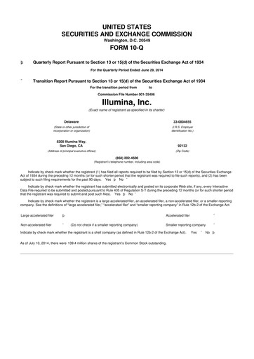 Thumbnail Illumina 10-Q Quarterly Report FY2014 