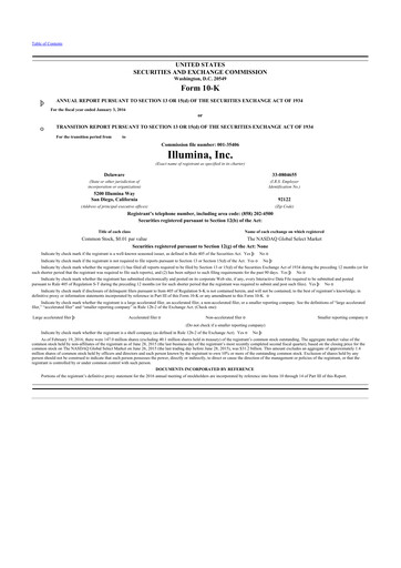 Thumbnail Illumina 10-K Annual Report 2015