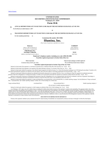 Thumbnail Illumina 10-K Annual Report 2016