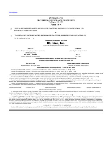 Thumbnail Illumina 10-K Annual Report 2018