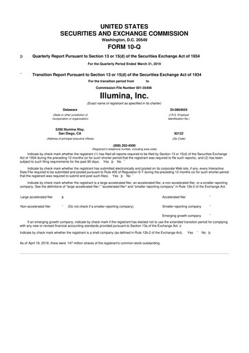 Thumbnail Illumina 10-Q Quarterly Report FY2019 