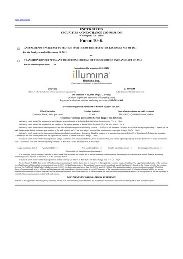 Thumbnail Illumina 10-K Annual Report 2019