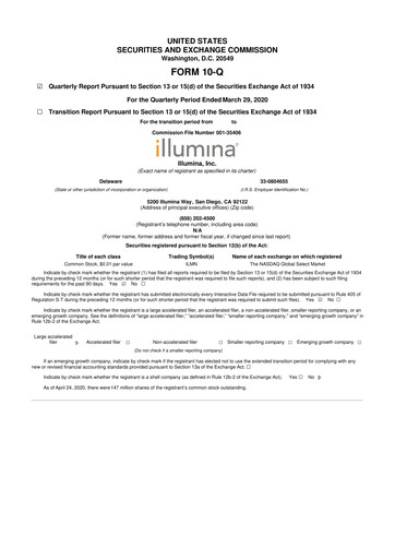 Thumbnail Illumina 10-Q Quarterly Report FY2020 