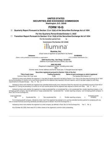 Thumbnail Illumina 10-Q Quarterly Report FY2022 