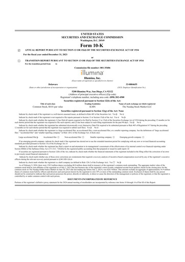 Thumbnail Illumina 10-K Annual Report 2023