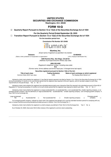 Thumbnail Illumina 10-Q Quarterly Report FY2025 